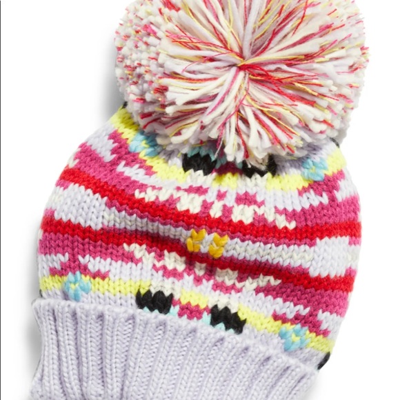 FREE PEOPLE Pixie Pom Beanie Cream Multicolor NWT - Picture 2 of 4